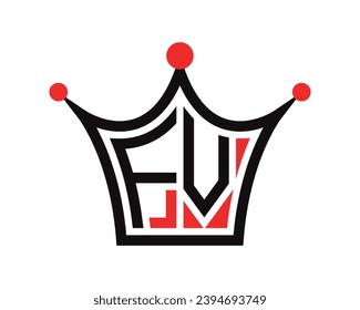 Crown shape FV letter logo design vector art.