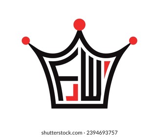 Crown shape FW letter logo design vector art