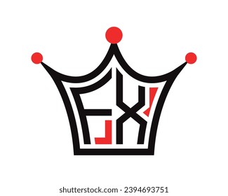 Crown shape FX letter logo design vector art