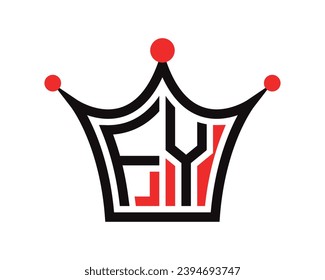 Crown shape FY letter logo design vector art