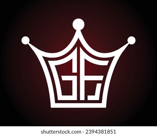 Crown shape GF letter logo design vector art