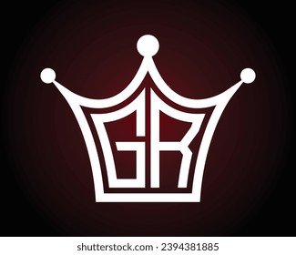 Crown shape GR letter logo design vector art