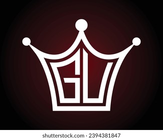 Forma de la corona GU diseño del logotipo de la letra arte vectorial