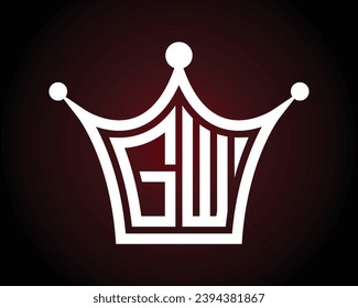 Crown shape GW letter logo design vector art.