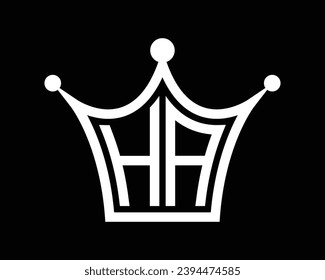 Crown shape HA letter logo design vector art