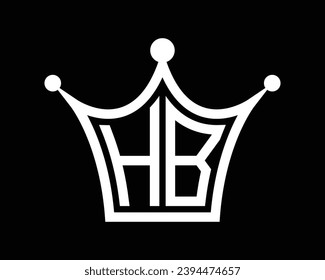 Crown shape HB letter logo design vector art.