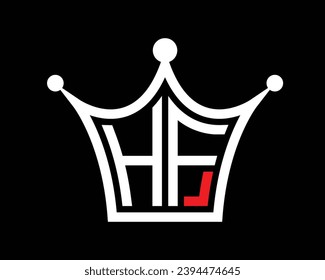 Crown shape HF letter logo design vector art.