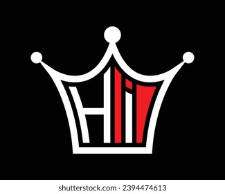 Crown shape HI letter logo design vector art.
