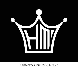 Crown shape HM letter logo design vector art