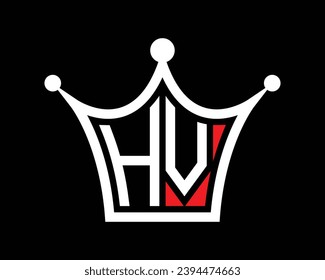 Crown shape HV letter logo design vector art.