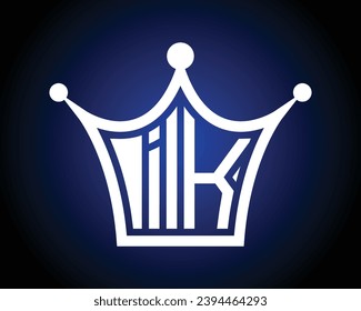 Crown shape IK letter logo design vector art.