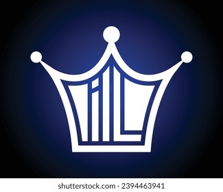 Crown shape IL letter logo design vector art.
