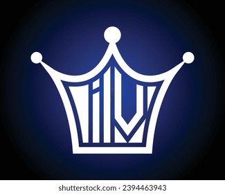 Forma de la corona diseño del logotipo de la letra IV arte vectorial