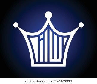 Dibujo vectorial de diseño de la letra IW de forma coronada.