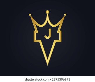Crown shape J vector royal logo concept design
