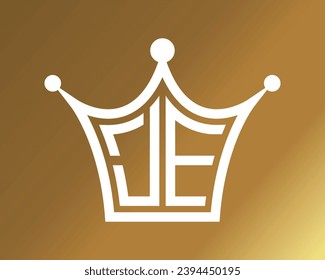 Crown shape JE letter logo design vector art