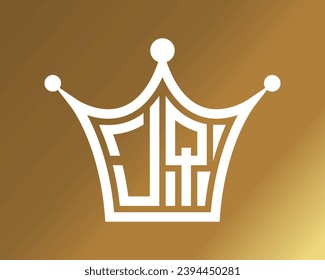 Crown shape JQ letter logo design vector art