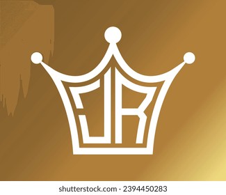 Crown shape JR letter logo design vector art.