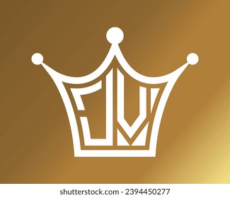 Crown shape JV letter logo design vector art