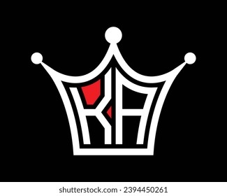 Forma de la corona KA diseño del logotipo de la letra arte vectorial