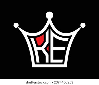 Forma de la corona diseño del logotipo de la letra KE arte vectorial
