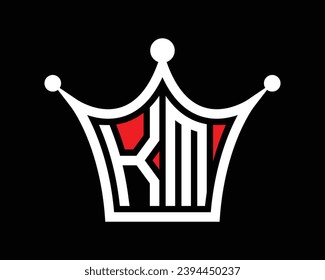 Forma de la corona Diseño del logotipo de la letra KM Arte vectorial