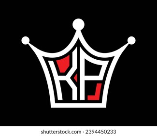 Forma de la corona Estilo del logotipo de la letra KP Diseño vectorial