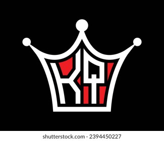 Crown shape KQ letter logo design vector art.