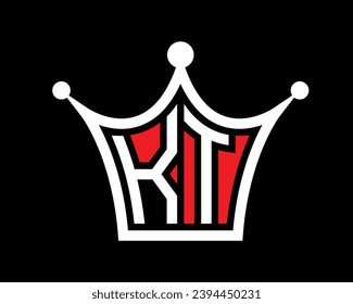 Forma de la corona diseño del logotipo de la letra KT arte vectorial