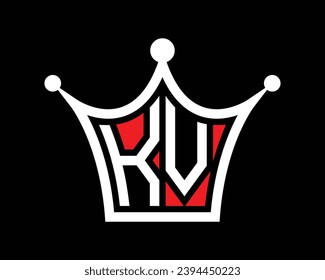 Crown shape KV letter logo design vector art