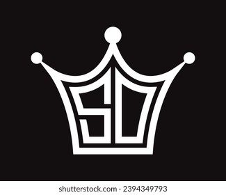 Crown shape SO letter logo design vector art