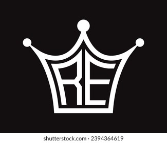 Crown shape RE letter logo design vector art.