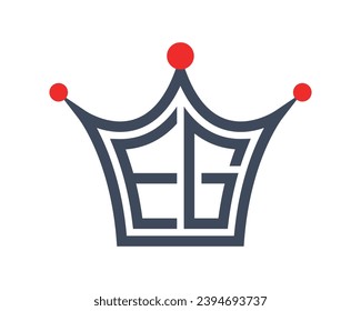 Crown shape EG letter logo design vector art