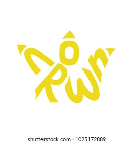 Crown shape lettering. Stock vector illustration in hand drawn style.