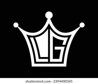 Crown shape LG letter logo design vector art