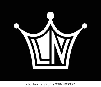 Crown shape LN letter logo design vector art.