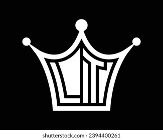 Crown shape LT letter logo design vector art