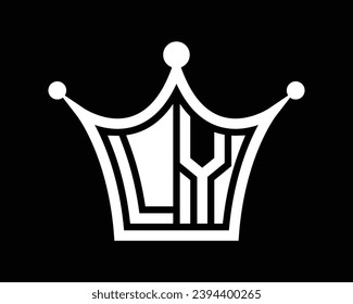 Crown shape LY letter logo design vector art.