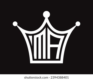 Dibujo vectorial de diseño del logotipo de la letra MA de forma coronada.