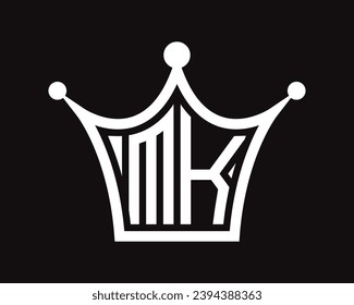 Crown shape MK letter logo design vector art