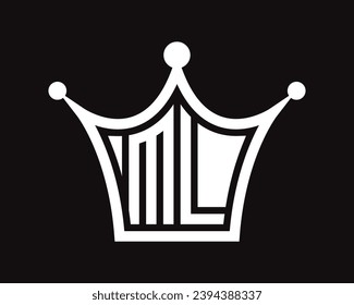 Crown shape ML letter logo design vector art