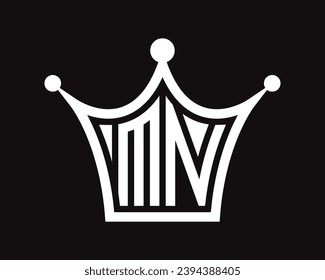 Crown shape MN letter logo design vector art
