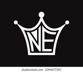 Forma de la corona NE diseño de logotipo de letra vectorial arte