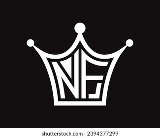 Crown shape NF letter logo design vector art