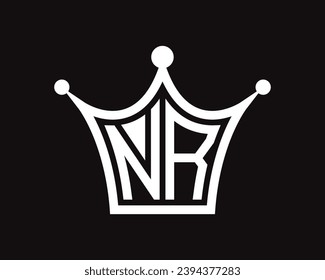 Crown shape NR letter logo design vector art