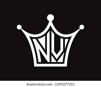 Crown shape NV letter logo design vector art