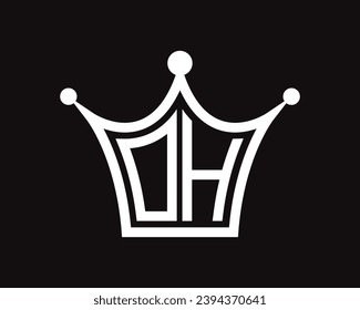 Crown shape OH letter logo design vector art.