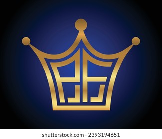 Crown shape PF letter logo design vector art