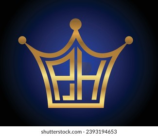 Crown shape PH letter logo design vector art