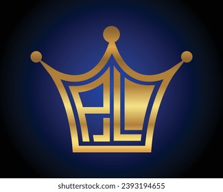 Crown shape PL letter logo design vector art